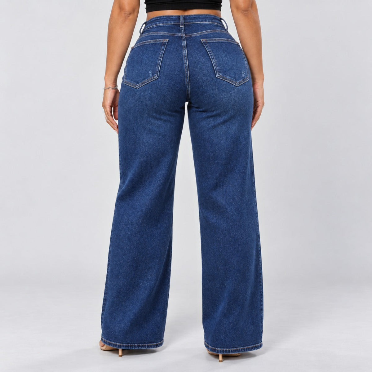 Mid-Low Rise Stretch Wide-Leg Jeans