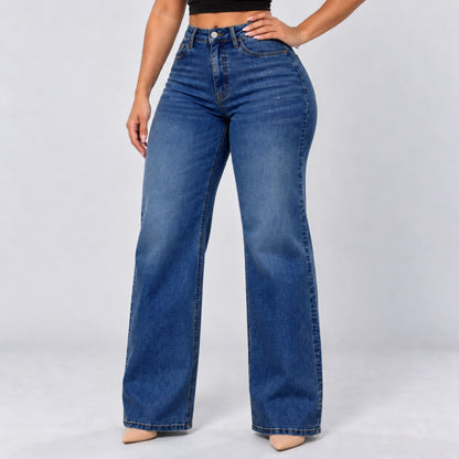 Mid-Low Rise Stretch Wide-Leg Jeans