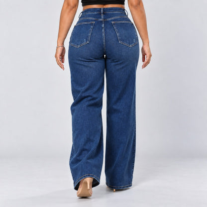 Mid-Low Rise Stretch Wide-Leg Jeans