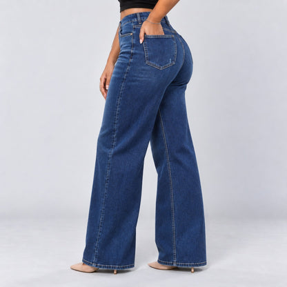Mid-Low Rise Stretch Wide-Leg Jeans