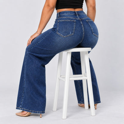 Mid-Low Rise Stretch Wide-Leg Jeans