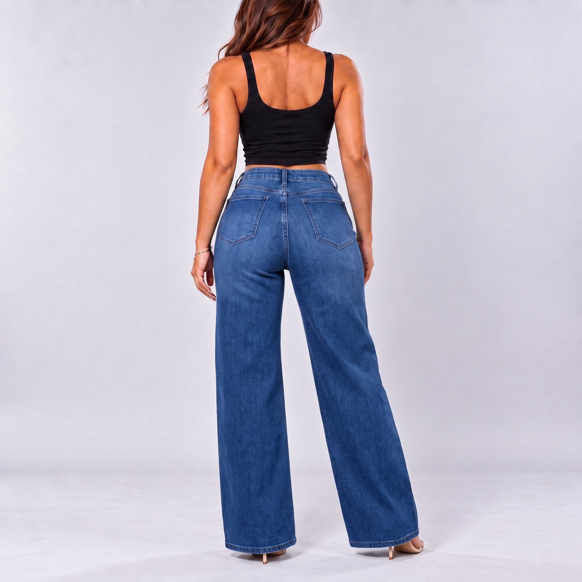 Mid-Low Rise Stretch Wide-Leg Jeans