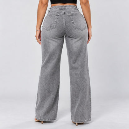 Mid-Low Rise Stretch Wide-Leg Jeans