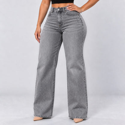 Mid-Low Rise Stretch Wide-Leg Jeans