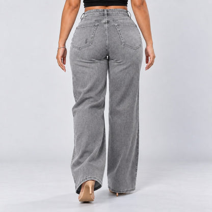 Mid-Low Rise Stretch Wide-Leg Jeans