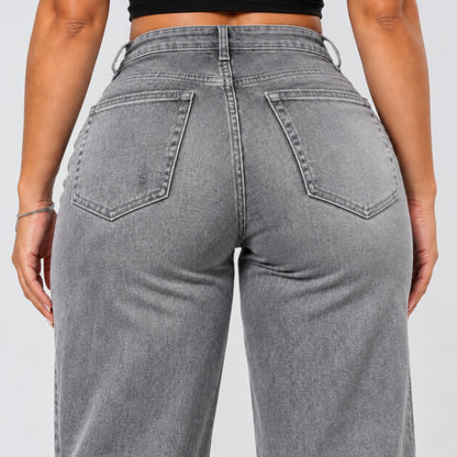 Mid-Low Rise Stretch Wide-Leg Jeans