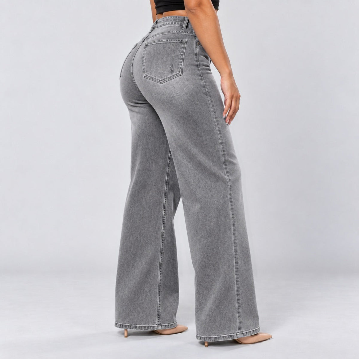 Mid-Low Rise Stretch Wide-Leg Jeans