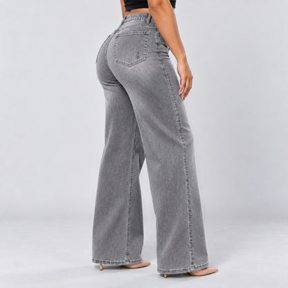 Mid-Low Rise Stretch Wide-Leg Jeans
