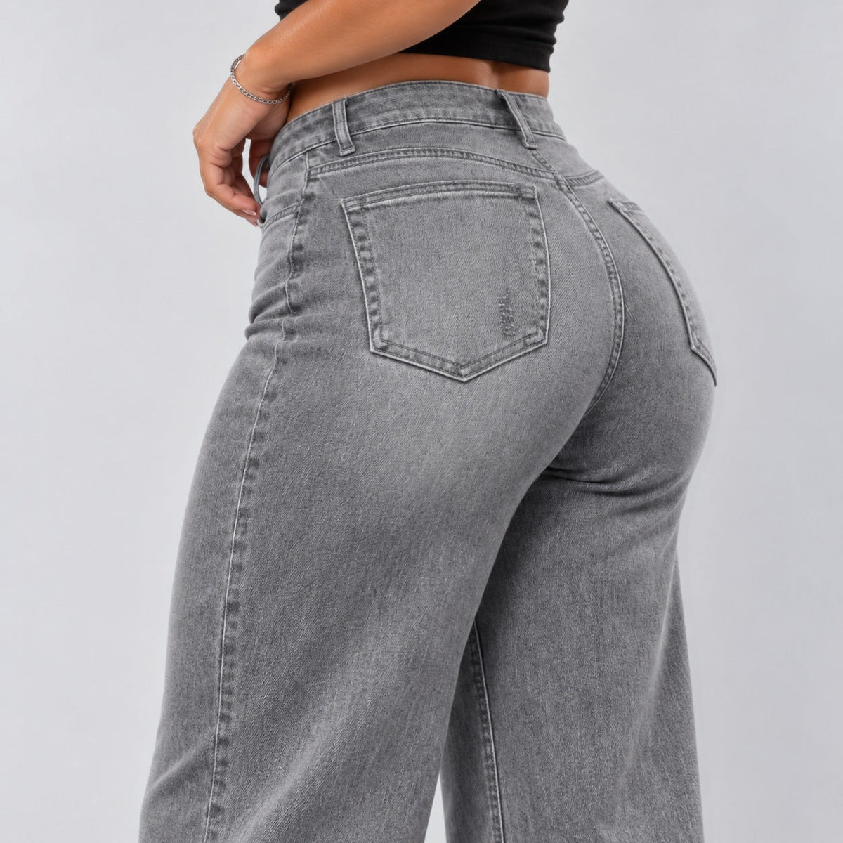 Mid-Low Rise Stretch Wide-Leg Jeans