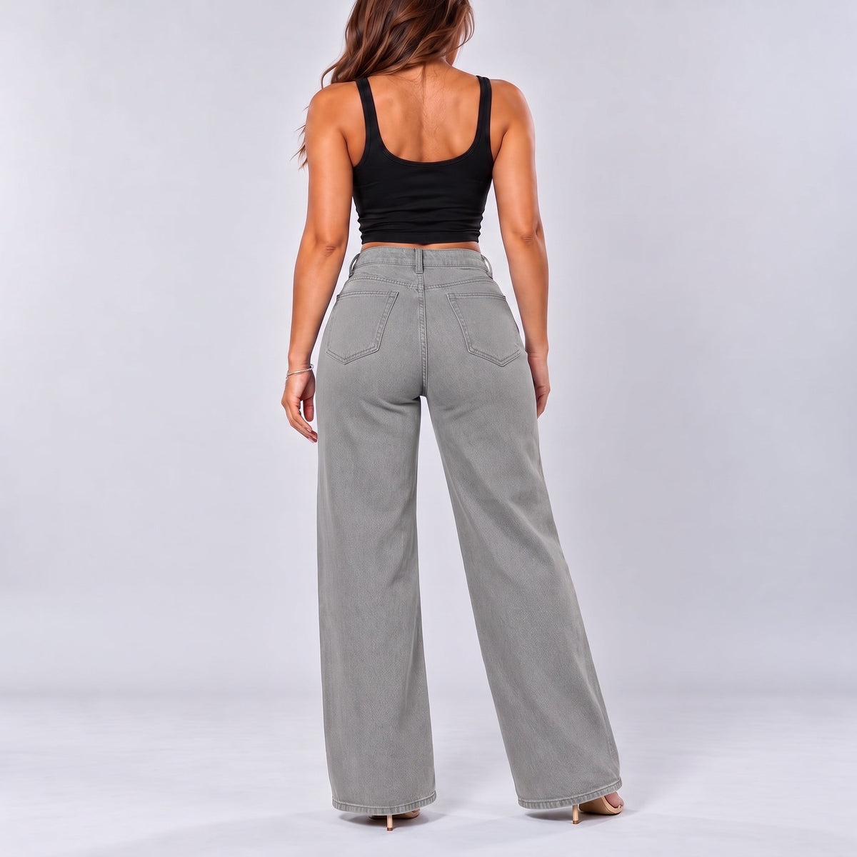 Mid-Low Rise Stretch Wide-Leg Jeans