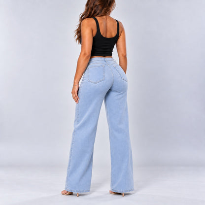 Mid-Low Rise Stretch Wide-Leg Jeans