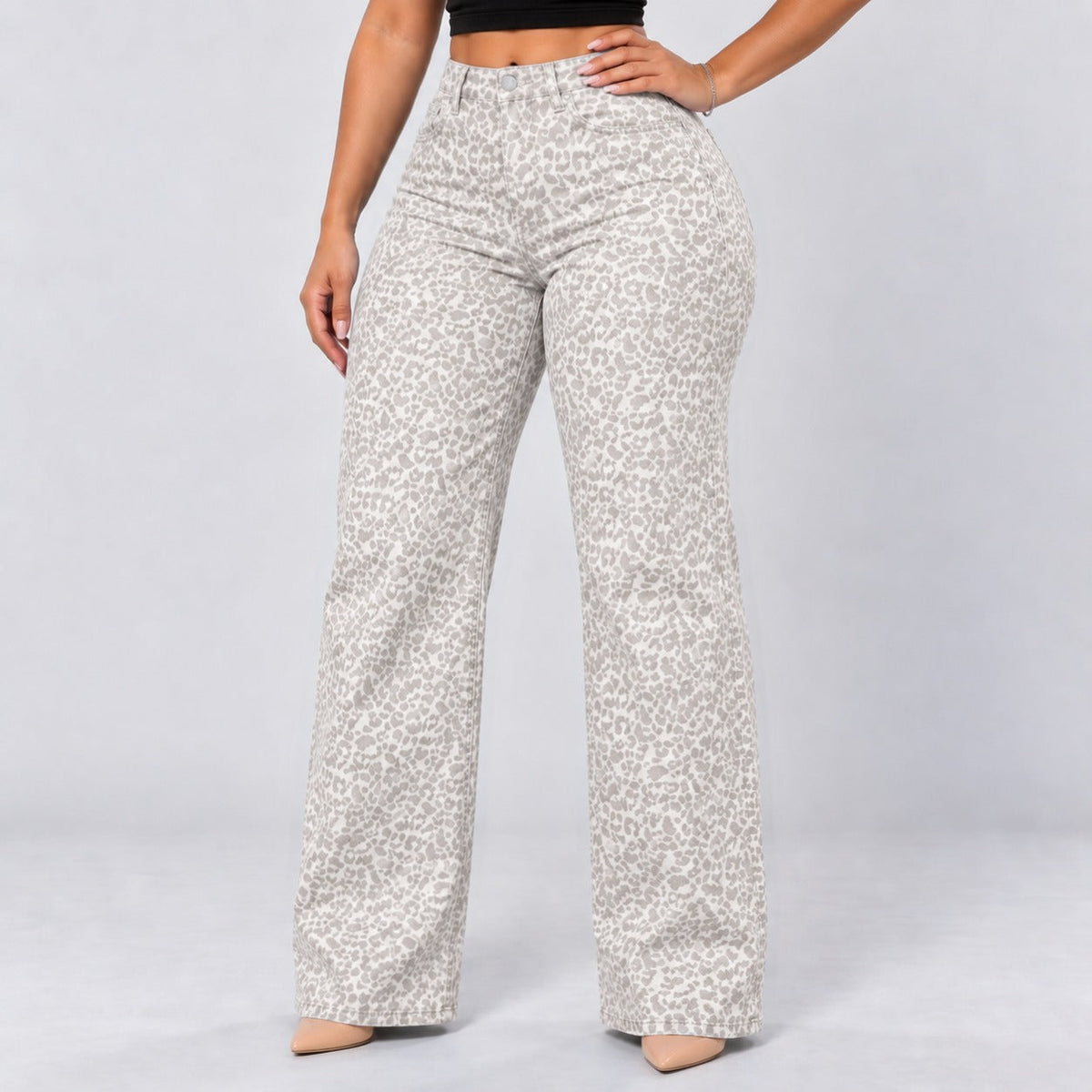 Mid-Low Rise Stretch Wide-Leg Jeans
