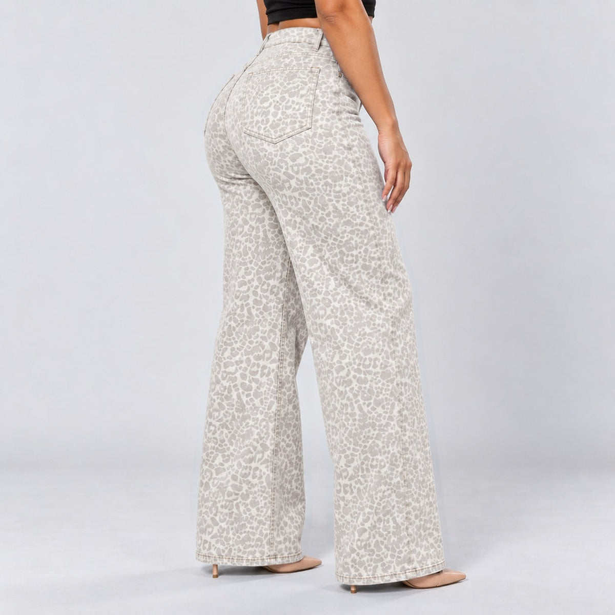 Mid-Low Rise Stretch Wide-Leg Jeans