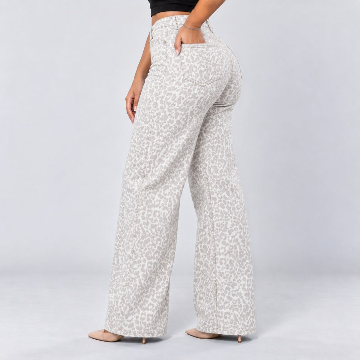 Mid-Low Rise Stretch Wide-Leg Jeans