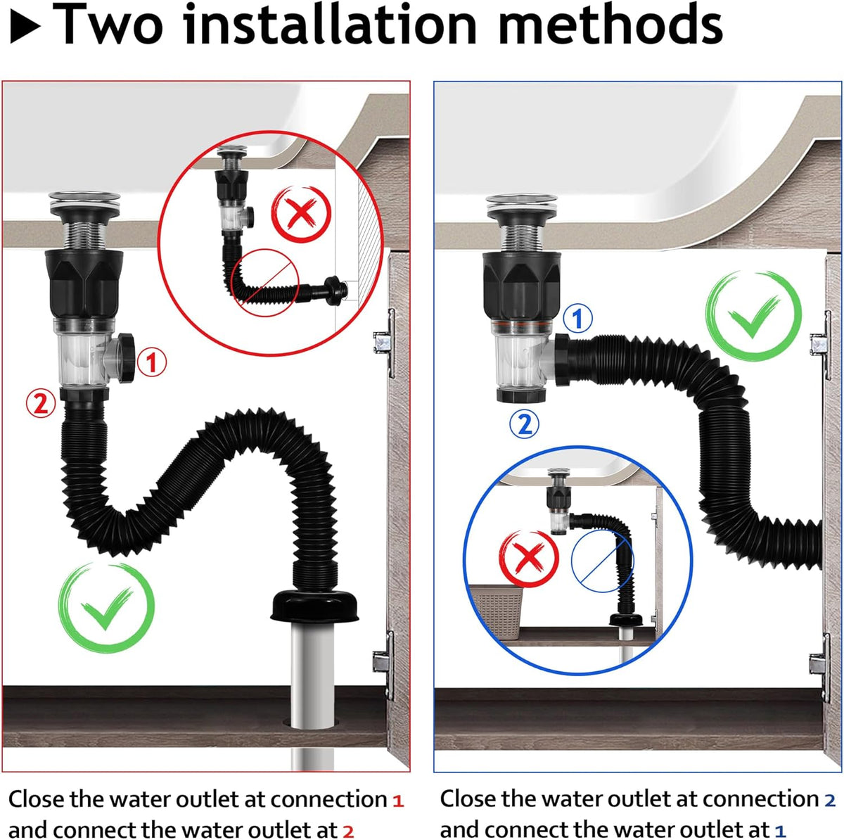 🚰 Bathroom Sink Drain Kit with Flexible Anti-Odor P-Trap