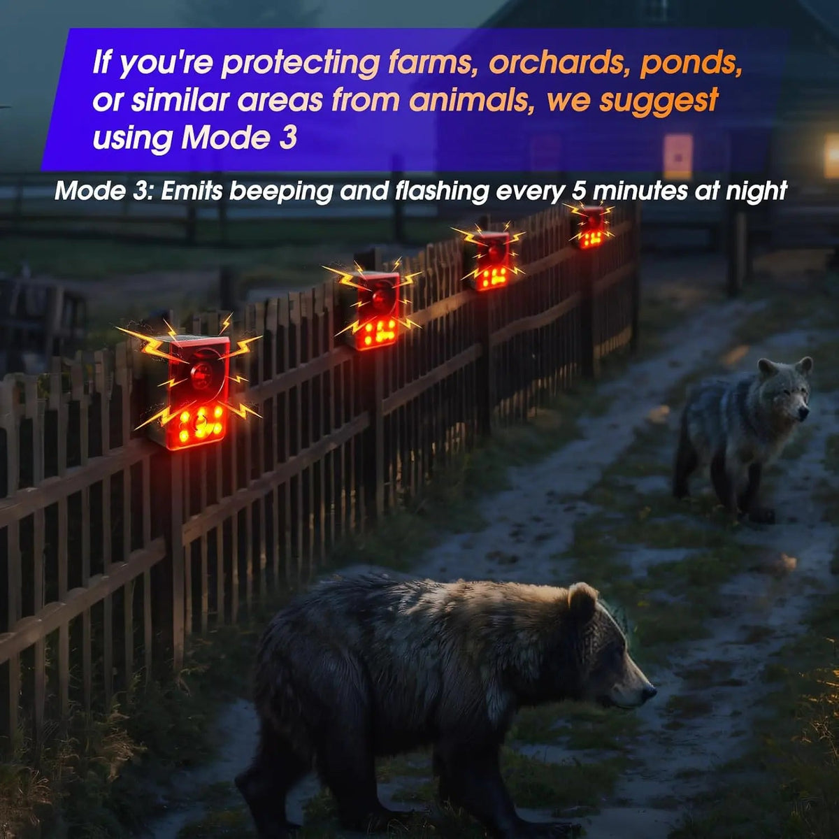 Solar Outdoor Motion SensorAlarm - Dog Barking & GunshotSound, Support Recording andVolume Adjustment