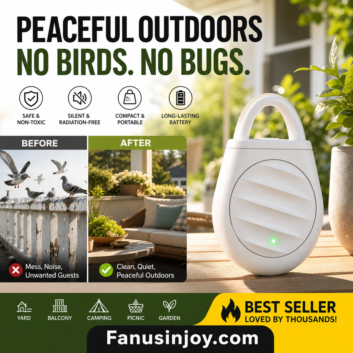 ⏳🔥LIMITED-TIME 50% OFF! ⏰Portable Ultrasonic Bird Repellent Keychain