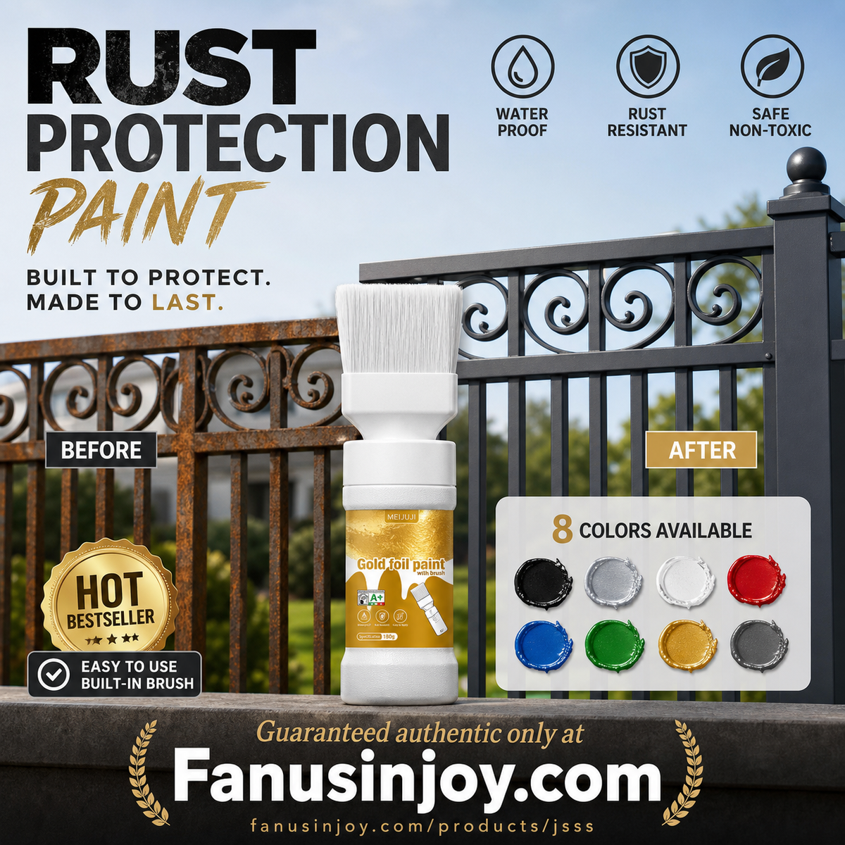 ⏳🔥LIMITED-TIME 50% OFF! ⏰✨🏠Water-Based Metallic Silver Paint with Built-in Brush💥👍