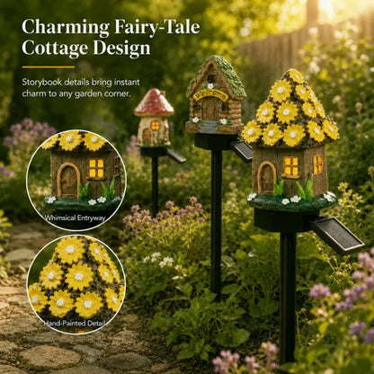 Solar Fairy-Tale Mushroom Cottage Garden Light