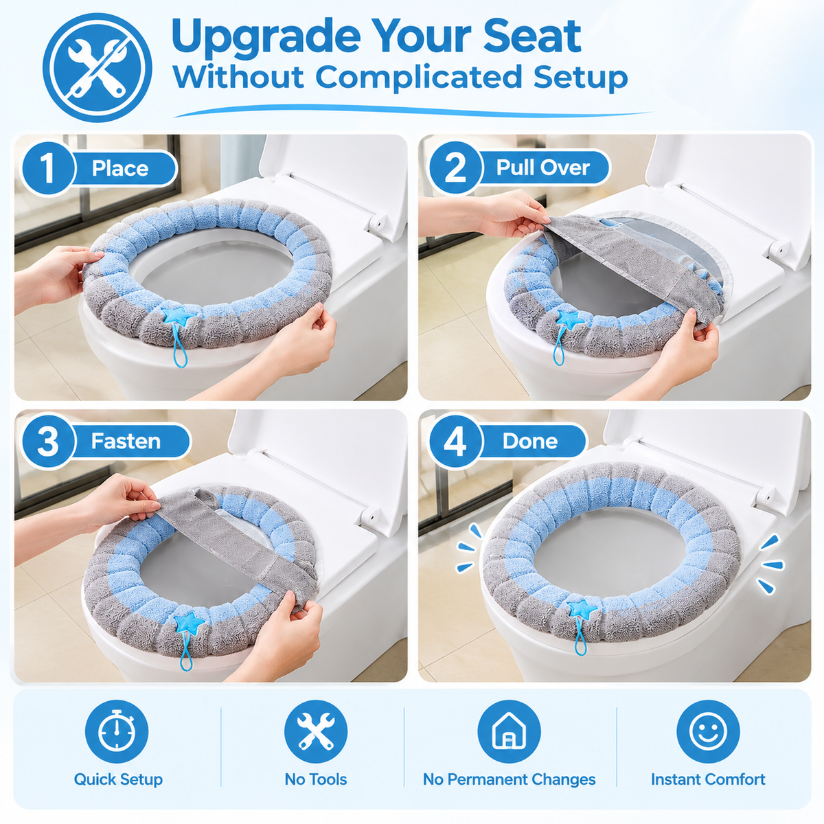 🚽Lightweight Washable Soft Toilet Seat Cushion