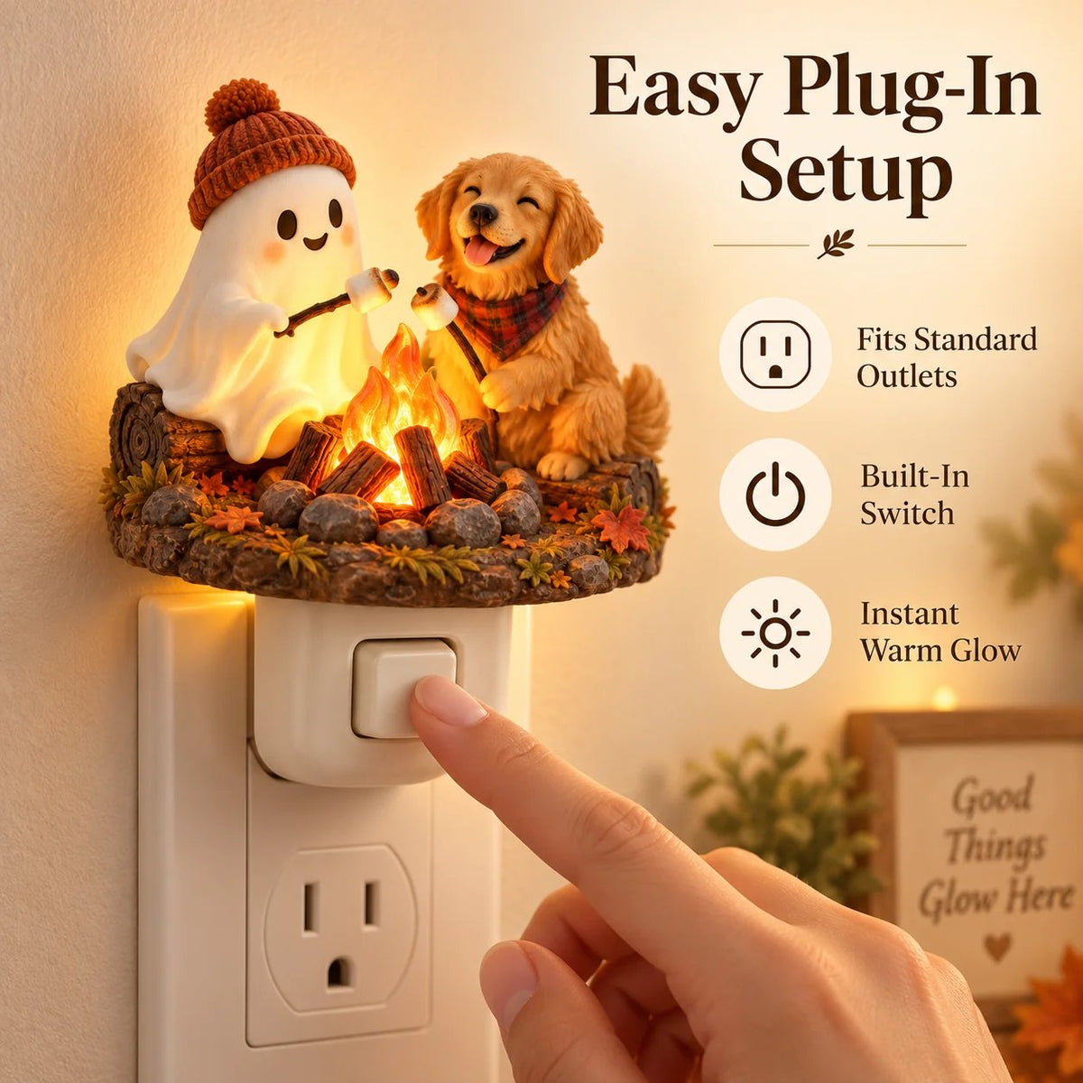 🔥LAST DAY 50% OFF - Fireside Friends™ | Flickering Campfire Plug-In Night Light