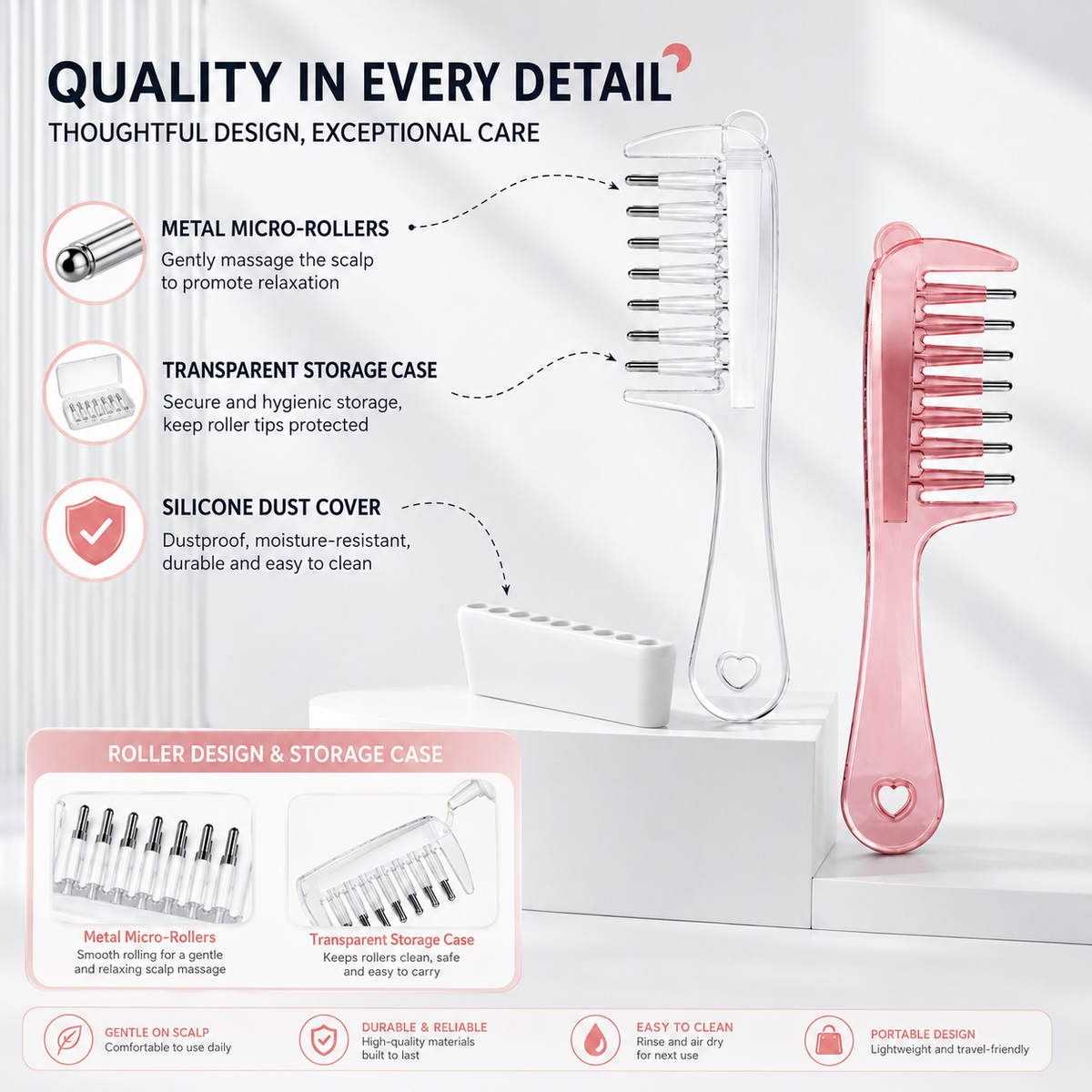 ✨Crystal Scalp Applicator Massage Comb | 2-in-1 Hair Oil Essence Dispensing &amp; Scalp Roller Massager