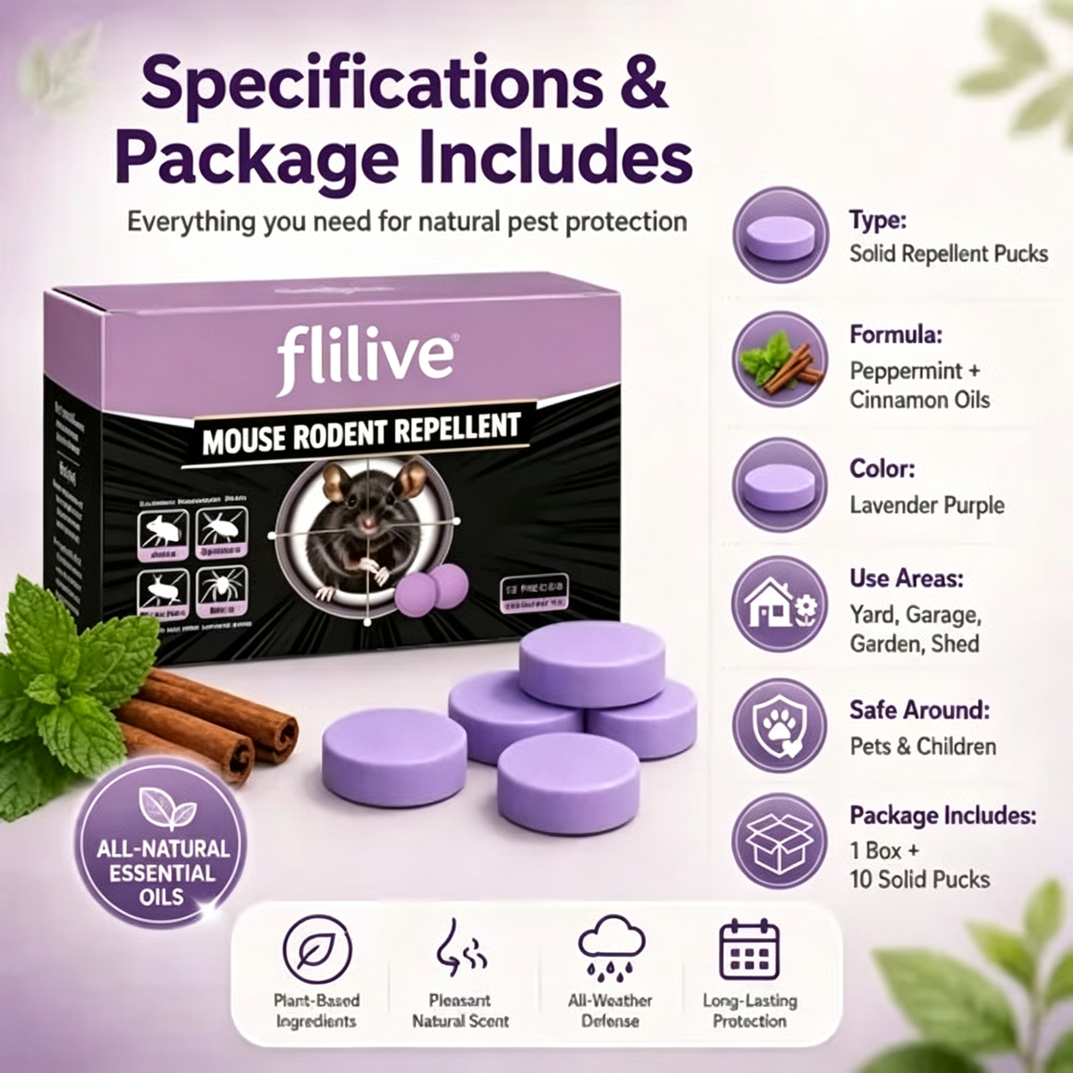 All-Natural Peppermint & Cinnamon Pest & Rodent Repellent Pucks