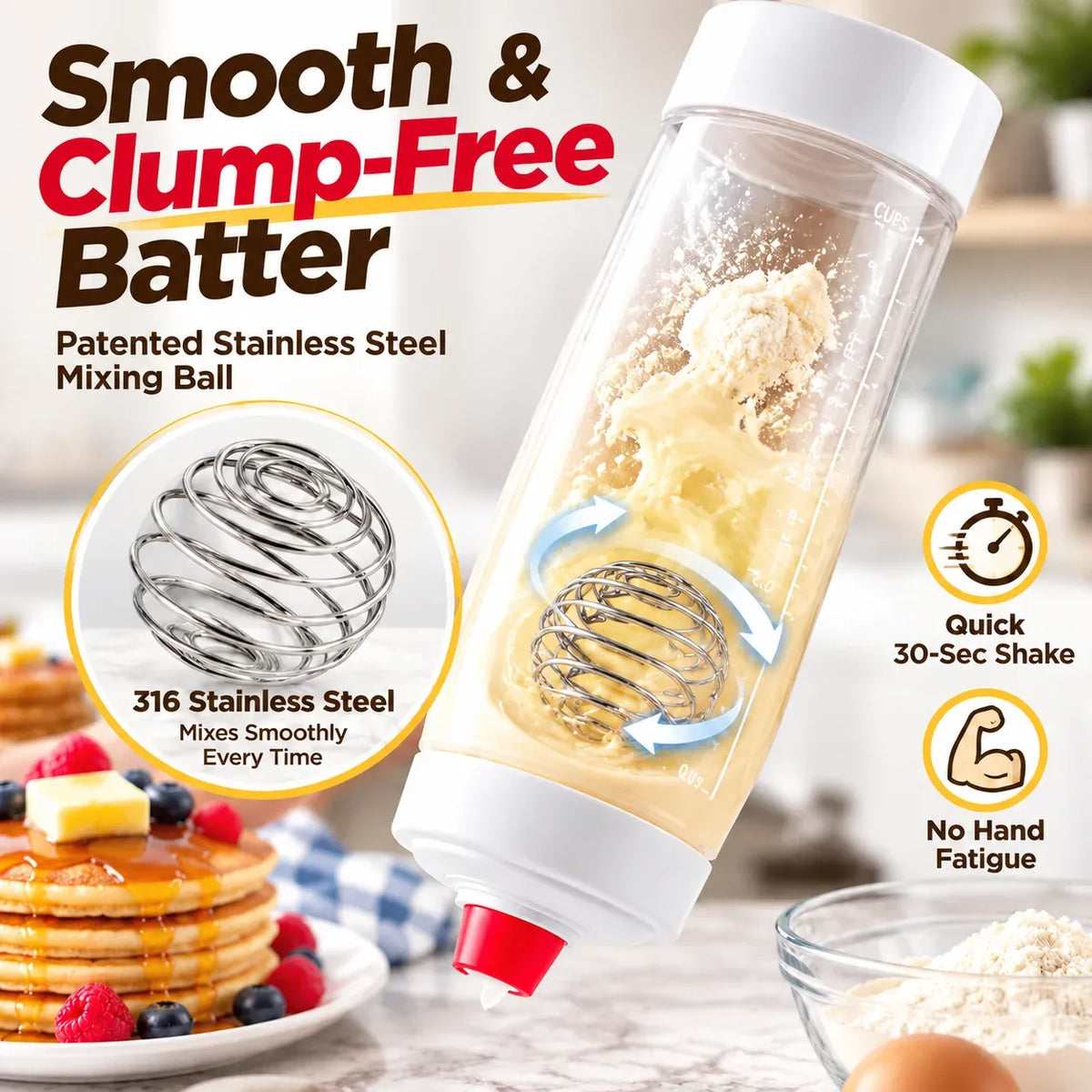 ⚡50K+ Sold 🔥 Selling Fast – 🫓4.5-Cup Pancake Batter Dispenser & Mixer