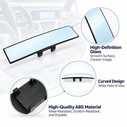 🚗 Wide Angle Rear View Mirror – 12' Anti-Glare Panoramic Clip-On Car Mirror
