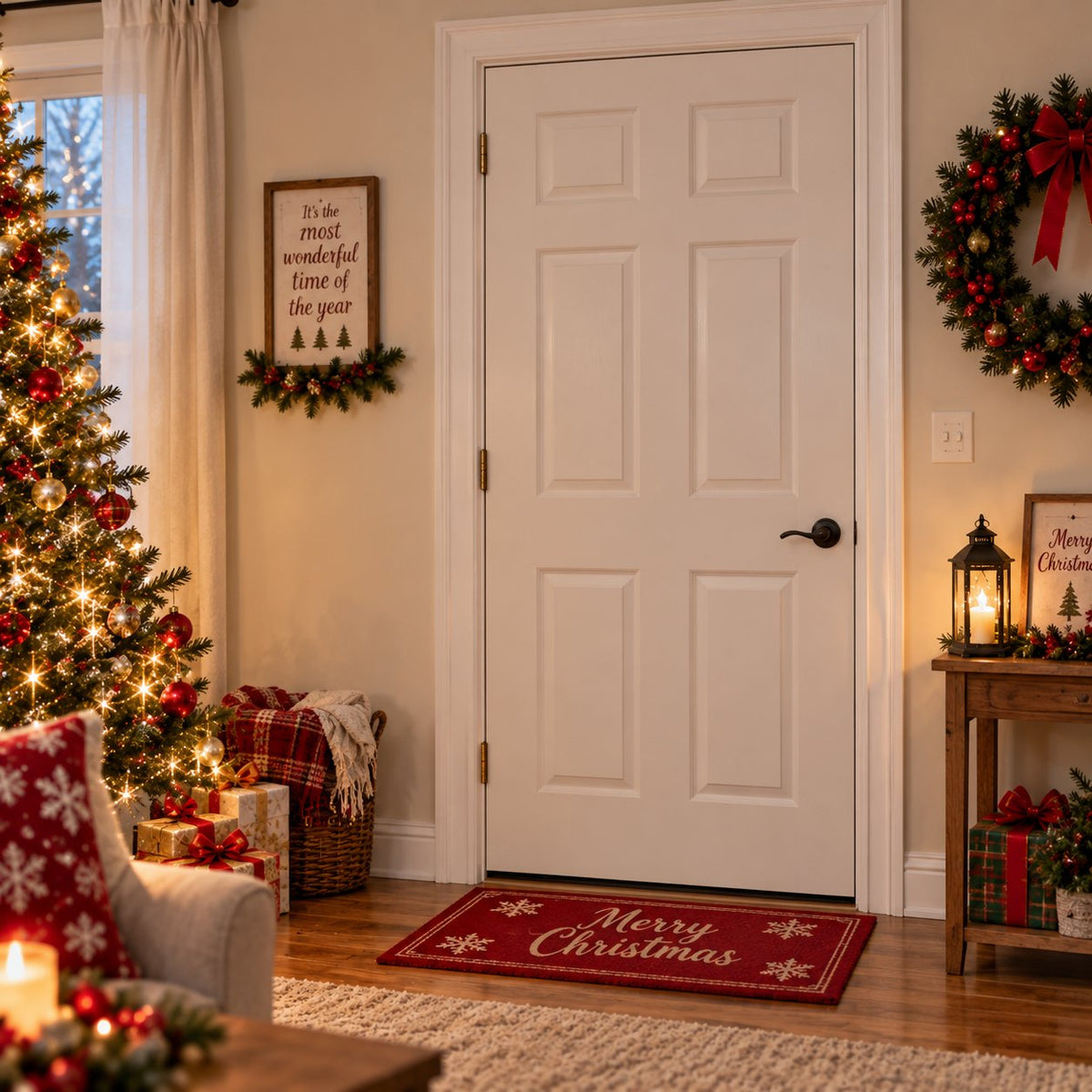 🎅Christmas Door Curtain – Stretchy Santa and Reindeer Door Decoration