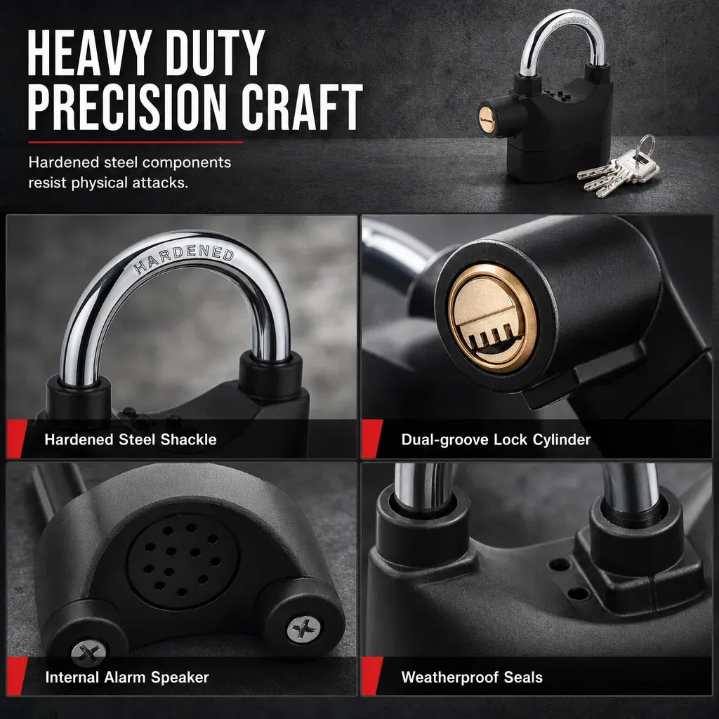 70mm Aluminum Alloy Anti Theft Alarm Padlock Security Gate Lock for Warehouse Motorcycle and Bicycle with Batteries