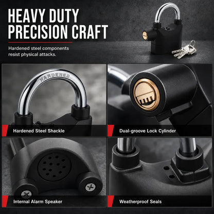 70mm Aluminum Alloy Anti Theft Alarm Padlock Security Gate Lock for Warehouse Motorcycle and Bicycle with Batteries
