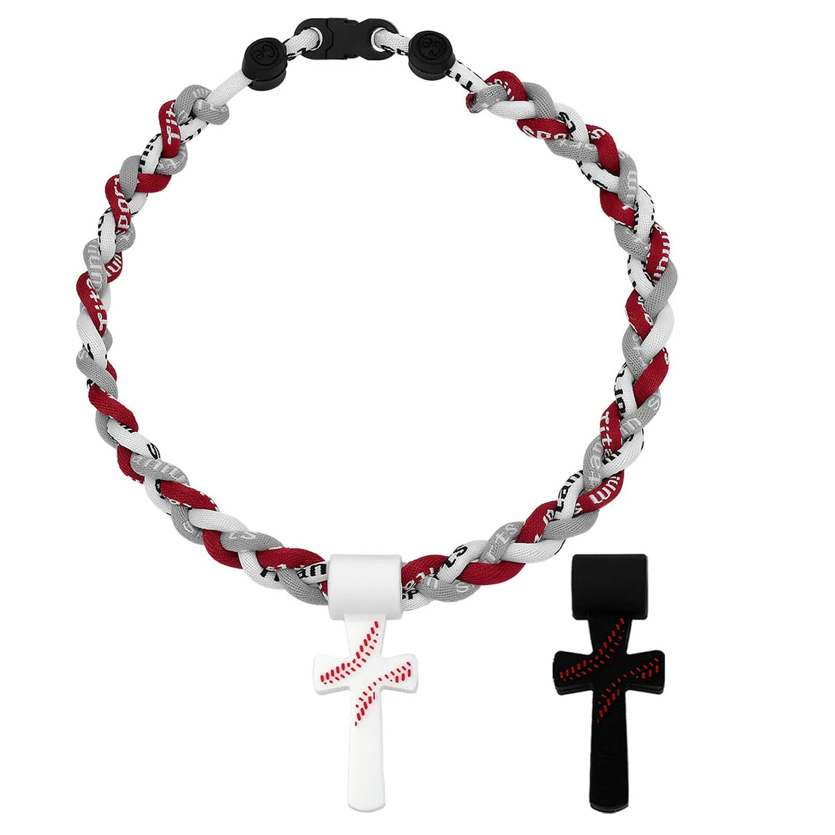 ✝️⚾Triple-Rope Tornado Baseball Necklace – Cross Charm Pendant with 'I CAN DO ALL THINGS PHL4:13'