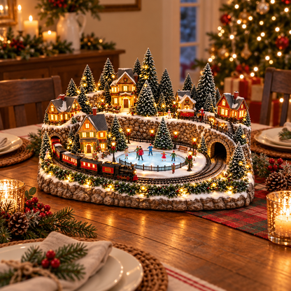 🛤️ Animated Holiday Train & Ice Rink Scene