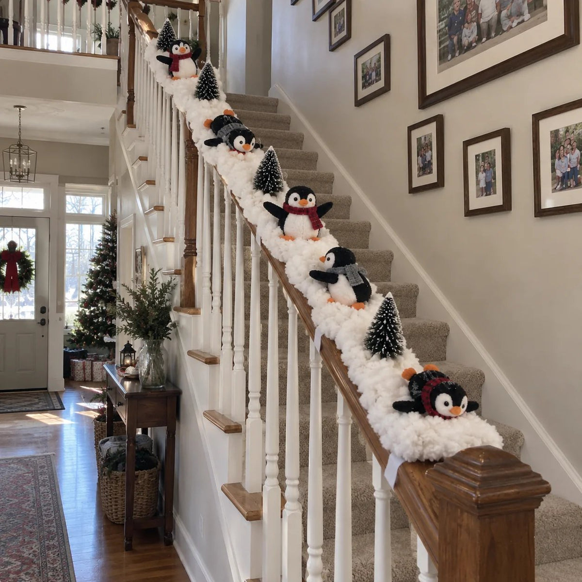 🔥Buy 2 Get 10% OFF🔥Playful Penguin Snowy Stair Railing Decor