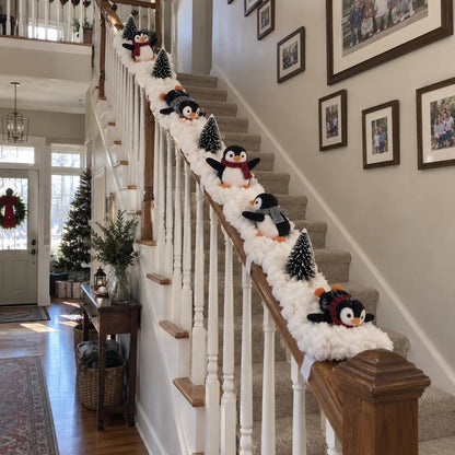 🔥Buy 2 Get 10% OFF🔥Playful Penguin Snowy Stair Railing Decor