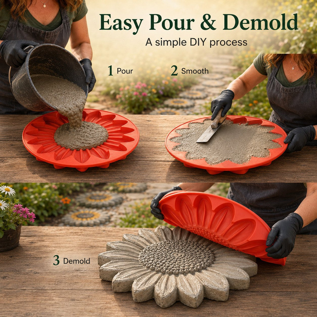 💥 LAST DAY 49% OFF🌻 Reusable Sunflower Stepping Stone Mold