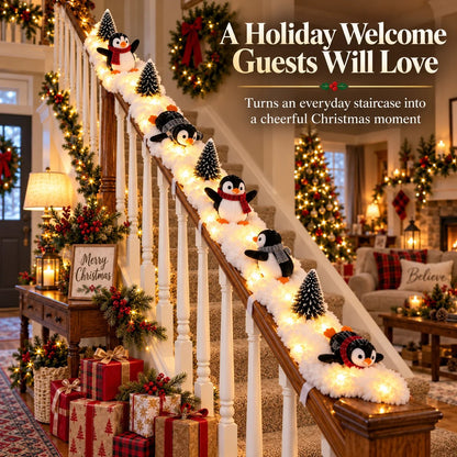 🔥Buy 2 Get 10% OFF🔥Playful Penguin Snowy Stair Railing Decor