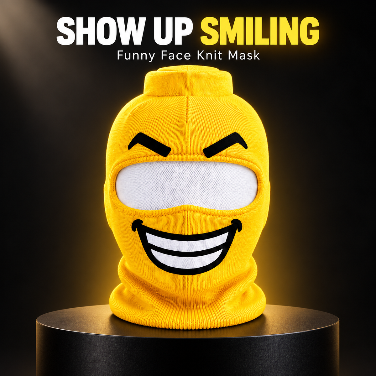 😂 Funny Face Knit Mask | 4 Expressions