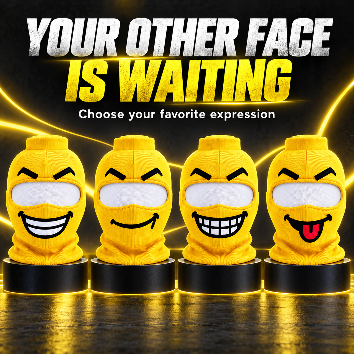 😂 Funny Face Knit Mask | 4 Expressions