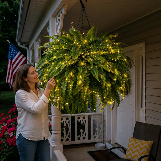 🔥Last Day 60% OFF🔥Oversized Pre-Lit Artificial Boston Ferns --No watering, No fading