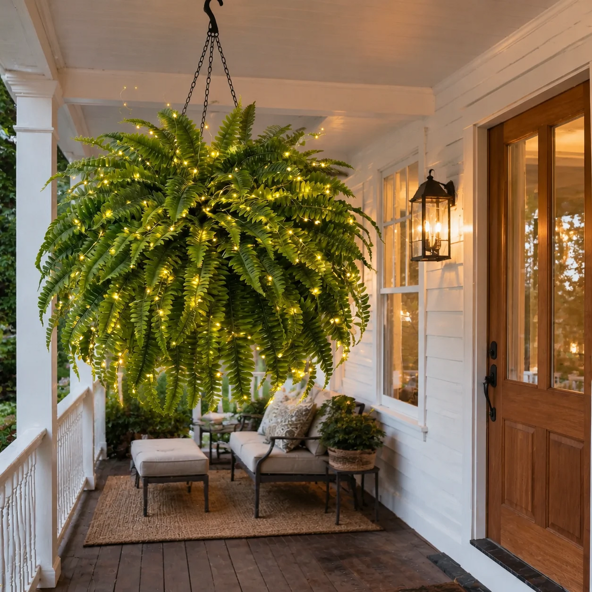 🔥Last Day 60% OFF🔥Oversized Pre-Lit Artificial Boston Ferns --No watering, No fading
