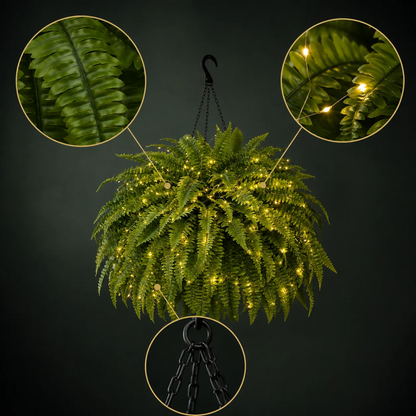 🔥Last Day 60% OFF🔥Oversized Pre-Lit Artificial Boston Ferns --No watering, No fading