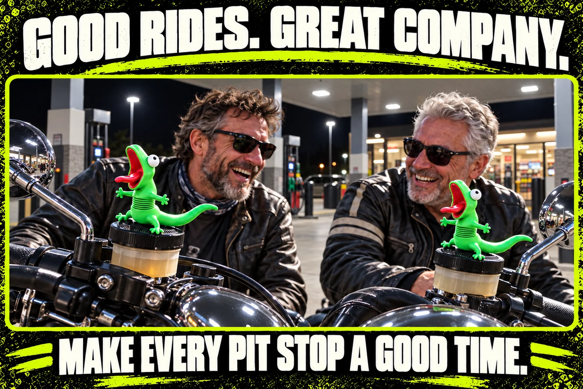 🦎🏍️ Wobbly Riding Buddy – Fun Lizard Car & Motorcycle Dashboard Decor 🎉