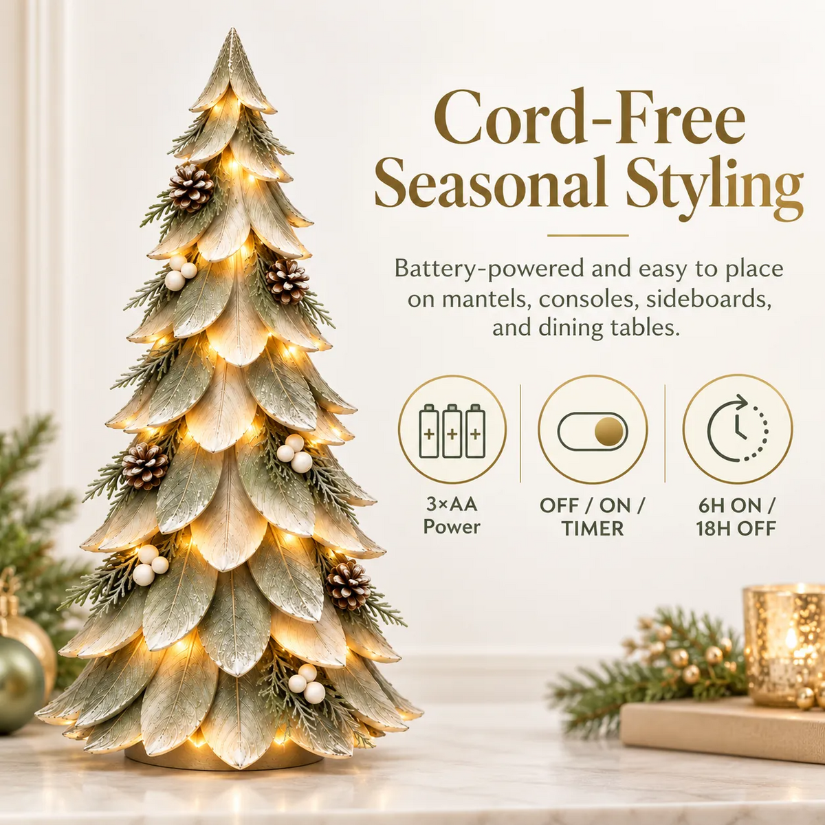 🌲 Everglow Winter Tree™ | Warm LED Layered Christmas Decor
