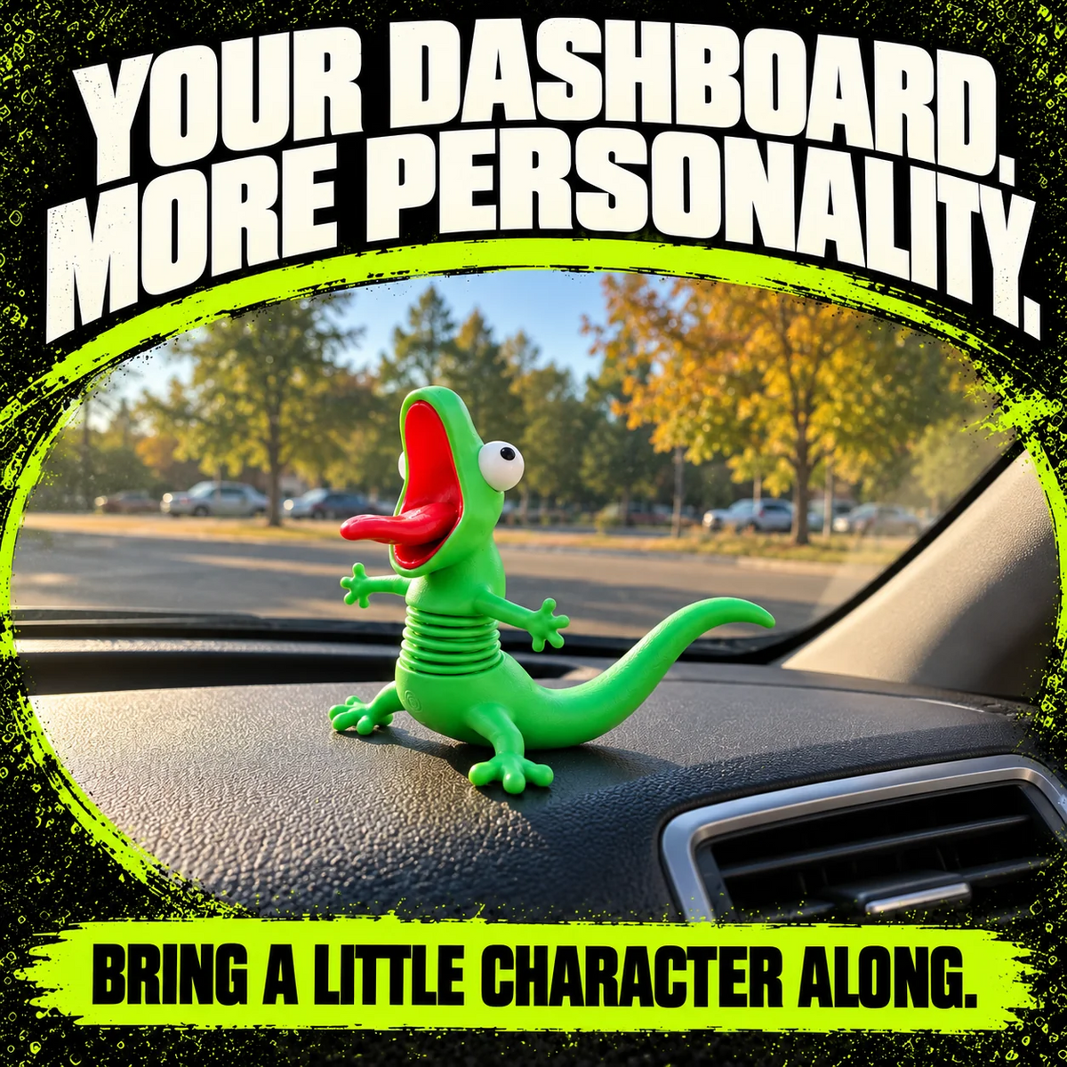 🦎🏍️ Wobbly Riding Buddy – Fun Lizard Car & Motorcycle Dashboard Decor 🎉