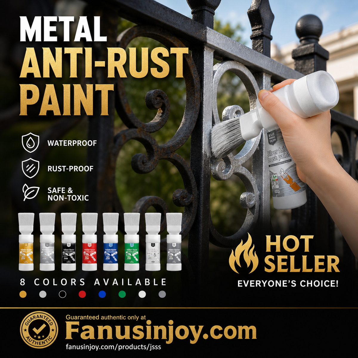 ⏳🔥LIMITED-TIME 50% OFF! ⏰✨🏠Water-Based Metallic Silver Paint with Built-in Brush💥👍
