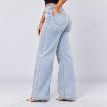 Mid-Low Rise Stretch Wide-Leg Jeans