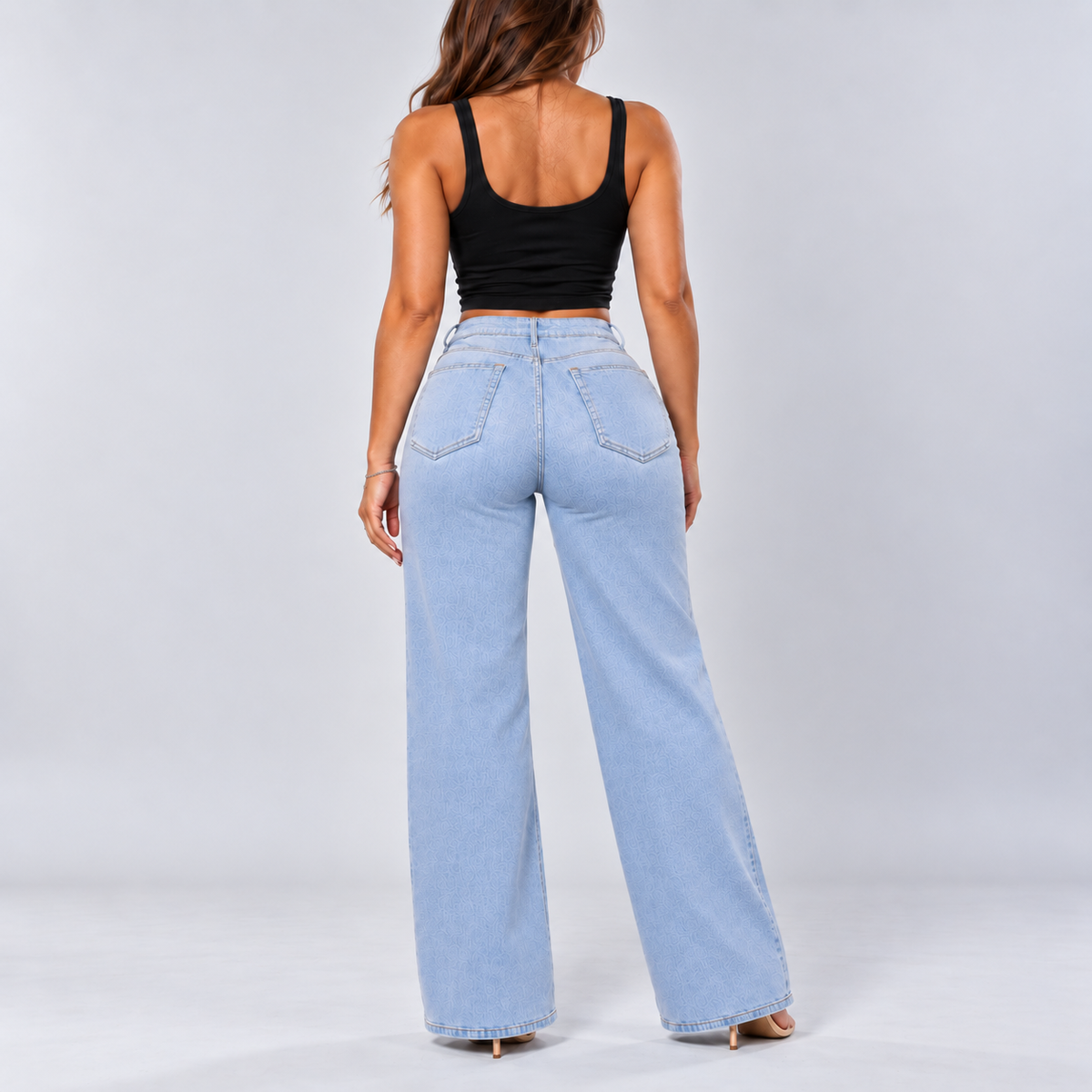 Mid-Low Rise Stretch Wide-Leg Jeans