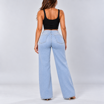 Mid-Low Rise Stretch Wide-Leg Jeans